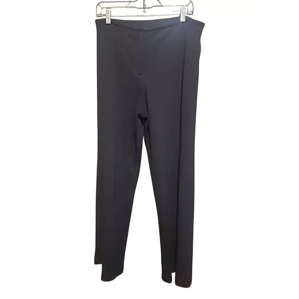 Eileen Fisher Black Pants Size L Ponte Knit Trouser P143 Wool Blend Classic